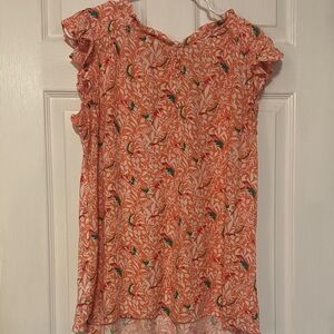 LOFT Orange Floral Blouse